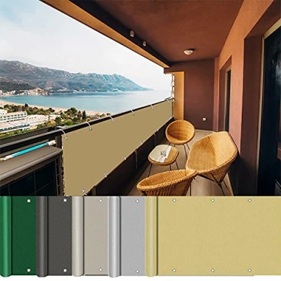 Image de AEREY Brise Vue pour Balcon 50x400cm, Tissu, Protection Contre Les Regards Jardin Balcon/Patio/Jardin/Grillage Couleur crème
