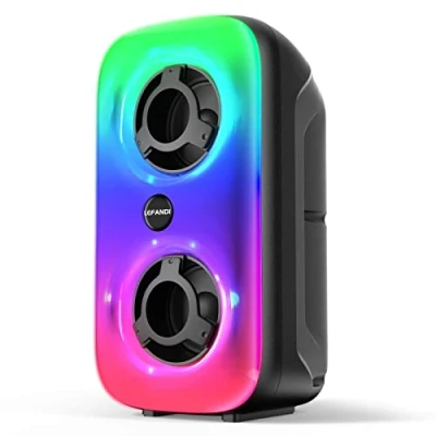 Image de LEFANDI Haut Parleur Bluetooth, Enceinte sans Fil Portable boîte à Musique, avec Basses puissantes, lumières LED Mixtes, Lecture USB, 24 Heures de Temps Jeu