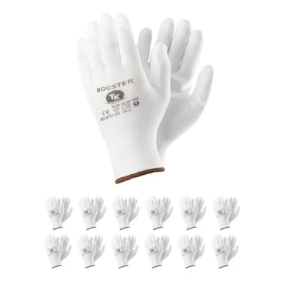 Image de TK Gloves ROOSTER/Gants de protection en polyester enduit polyuréthane/Taille 08, 300 paires/Blanc/Gants montage/Gants travail