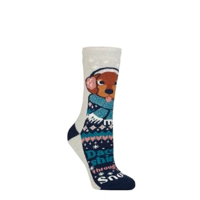 Image de HEAT HOLDERS SOCKSHOP Femme 1.6 TOG Lite Noël Chaussettes Paquet de 1 Traverser la neige 37 42