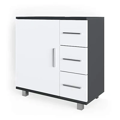 Image de Vicco Meuble sous Vasque Simple Ilias, Anthracite/Blanc, 60 x 60.8 cm