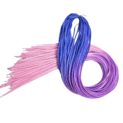Image de tresses ombrées, fines en boîte, extensions de cheveux au crochet, synthétiques, arc ciel(C2)
