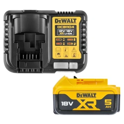 Image de DEWALT DCB184 Batterie Lithium ION XR 5,0 Ah 18 V + Chargeur DCB115, Jaune
