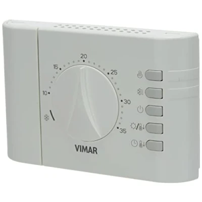 Image de VIMAR 02900.1 Thermostat électronique pour Le Contrôle on/Off de la température Ambiante, Alimentation par Batteries AA LR6 1, 5 V (Non Livrées), Installation en Saillie