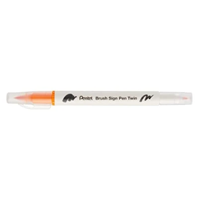 Image de Pentel Arts Brush Sign Pen Twin SESW30C Lot de 10 feutres pinceau bi pointe, Pointe large et fine, Acquarellable, Ocre