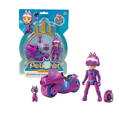 Image de Giochi Preziosi Petronix Defender Emma et Kitt 10 Mission avec Moto Sac à Dos Amovible Jouet, Personnage Action Figure 7 cm, Super héros Transformable pour Enfants partir de 3 Ans