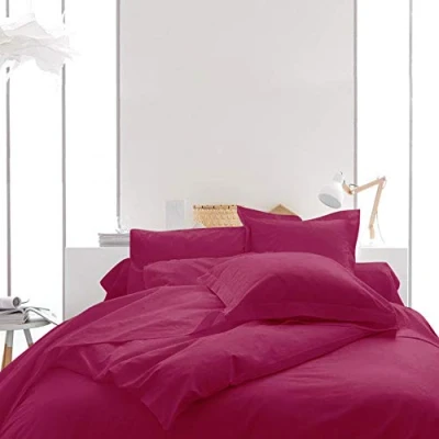Image de Housse de couette uni 240 x 220 cm 100%coton 57 fils jus myrtille