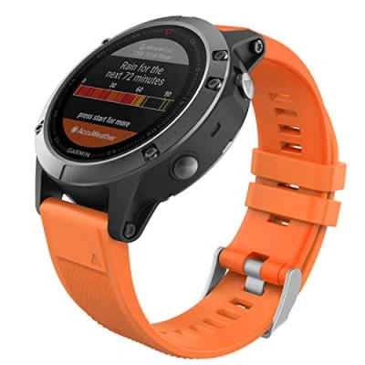 Image de MoKo Bracelet Compatible avec Garmin Fenix 7/7 Pro/6/6 Pro/5/5 Plus/Forerunner 965/955/945/935/Instinct/Instinct 2, Quick Fit 22mm de Remplacement en Silicone Souple, Orange
