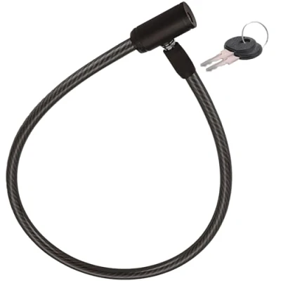 Image de antivol trotinette electrique renforce cable 60 cm acier robuste avec systeme de verrouillage a cle Securite avancee Durable et facile utiliser protection efficace (Noir)