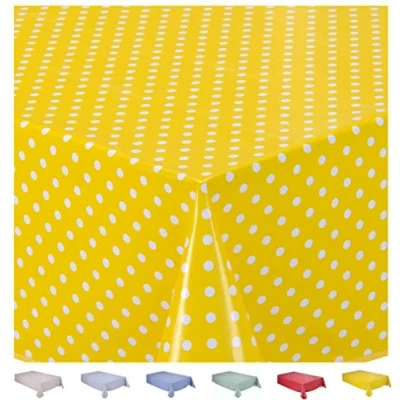 Image de Home Direct Nappe Toile cirée PVC Rectangulaire 140 x 240 cm Petit Pois (Jaune)