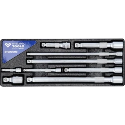 Image de KS TOOLS BT020009 Kit de rallonges, clé à douille 10 (3/8&quot;), 12,5 (1/2&quot;), 6,3 (1/4&quot;)