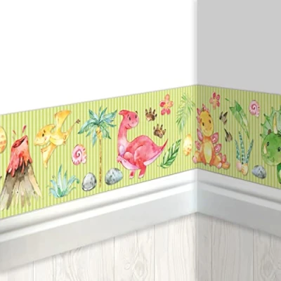 Image de Papierdrachen Bordure enfant Dino chambre Papier peint Embellir les murs et chambres à thème Décoration murale garçon fille Set 4