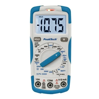 Image de PeakTech 1075 Multimètre Numérique RMS NCV CAT III avec Écran LCD Éclairé, Testeur de Batterie, Portable, Ampèremètre Électronique, Continuité, Voltmètre Max. 600 V
