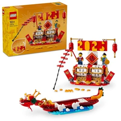 Image de LEGO Le Calendrier des fêtes Idée Cadeau et Jouet 2 en 1 du Nouvel an Lunaire pour Filles garçons dès 10 Ans Set de Construction incluant Un Bateau Dragon Stimule Jeu d’Imagination 40678