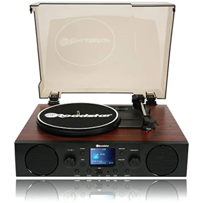 Image de Système de Musique Hi Fi Platine Vinyle, Radio FM/ DAB+/ RDS, Bluetooth, USB/SD Roadstar TTR 8850ED+BT Bois/ Noir 33192