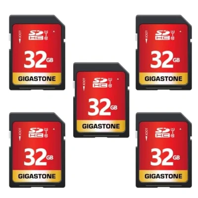 Image de Gigastone 32 Go SDHC Carte Mémoire, Lot de 5 Cartes, Prime Série, Vitesse Transfert allant jusqu&#039;à 80 Mo/s. pour Photos, vidéos, Musique, fichiers, Caméscope, Caméra, PC, Classe 10 U1 UHS I
