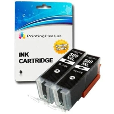 Image de 2 XXL PIGMENTÉ Noir Compatibles PGI 580XXL PGBK Cartouches d&#039;encre pour Canon Pixma TR7550, TS6151, TS6251, TS6350, TS6351, TS705, TS8152, TS8251, TS8252, TS9550, TS9551, TS9551C 580PGBK