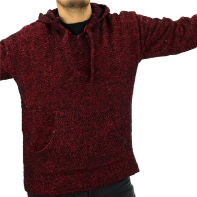 Image de LoudElephant Sweat à Capuche Mexicain recyclé Baja Jerga Red Fleck (Large)