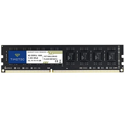 Image de Timetec 8 Go DDR3L/DDR3 1600MHz PC3L 12800/PC3 12800 (PC3 12800U) Non ECC sans Tampon 1.35V/1.5V CL11 2Rx8 Double Rang 240 Broches UDIMM Ordinateur de Bureau mémoire RAM Module Mise à Niveau