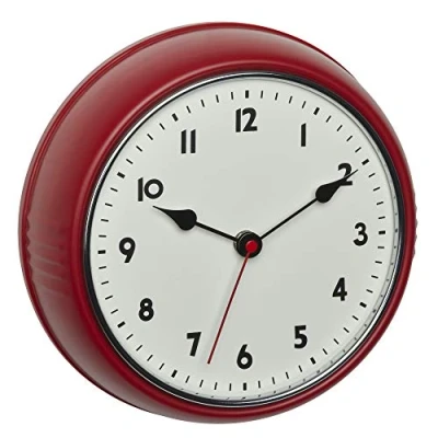 Image de TFA Dostmann 60.3541.05 Horloge Murale analogique Radio pilotée Design rétro avec trotteuse en métal Rouge (l) 240 x 68 (H) mm