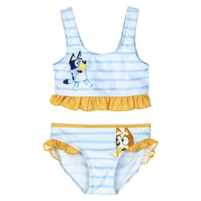 Image de Bikini Enfant Bluey Bleu et Jaune Taille 2 Ans Maillot de Bain Fille 85% Polyester 15% Elasthanne 210 GSM Séchage Rapide Produit Original Fabriqué en Espagne