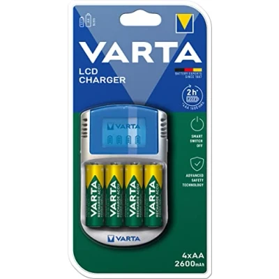Image de Varta chargeur de batt/chargement en2 4 heures/4 batt. aa 2600mah incl/lcd display/chargeur 12v incl 57070201451
