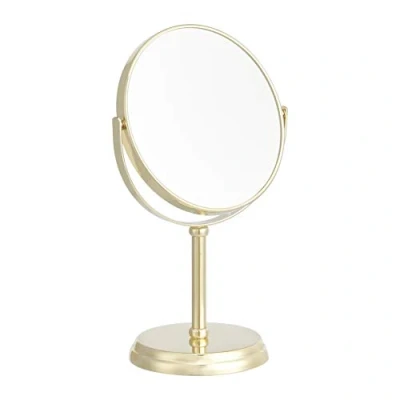 Image de Amazon Basics Ronde Montage sur Table Miroir grossissant Pied x1/x5, 18.3x12.5x30 cm, doré