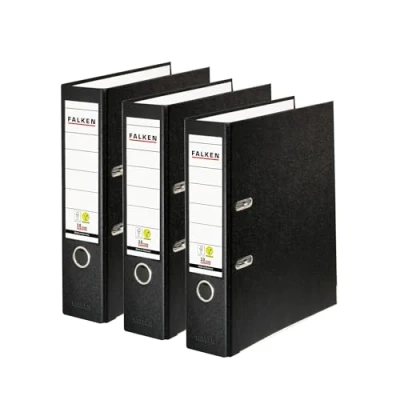 Image de Falken Lot de 3 classeurs En polypropylène couleur Fabriqués Allemagne Largeur : 8 cm Noir Format A4 plastique végétalien