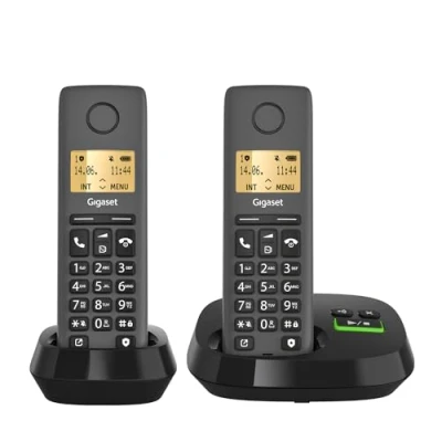 Image de Gigaset PURE 120A Duo 2 téléphones sans fil DECT avec répondeur compatible les aides auditives protection d&#039;appel, noir anthracite