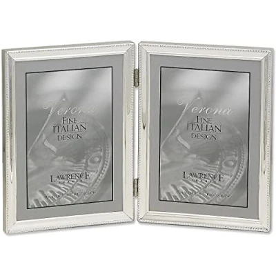 Image de Lawrence Frames Bead Border Design, 5x7 Double, Silver