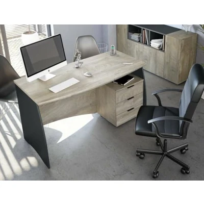 Image de Dmora Bureau Carrollton, Bureau, Table d&#039;étude PC avec 3 tiroirs, 136x67h74 cm, Chêne et Anthracite