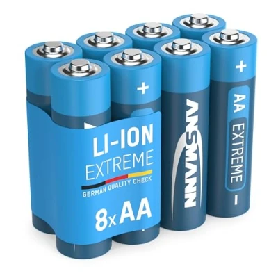 Image de ANSMANN Piles Mignon AA Extreme Lithium 1,5V (Lot de 8) FR6 extrêmement légères d&#039;une capacité 3000 mAh jetables puissantes et résistantes