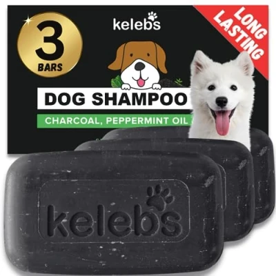 Image de Kelebs Shampoing Chien Blanc Anti Démangeaisons Blanchie Le Poil Formule Shampooing Solide Eclairssissant Aux Ingredients Naturel Et Charbon Actif Peau Sensible Biodegradable 3 Pieces