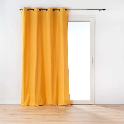 Image de douceur d&#039;intérieur, Rideau à Oeillets (135 x 260 Cm) Twily Jaune, Coton / Polyester Recyclé