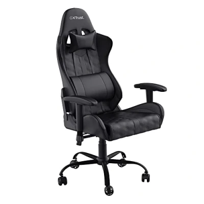Image de Trust Gaming GXT 708 Resto Chaise Gaming, de Bureau, Fauteuil, Pivotement Total sur 360 et Dossier Réglable, Châssis Construit en Métal Robuste Noir