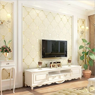 Image de Ketian Haute qualité moderne simple 3d simili Cerf papier peint intissé pour salon Chambre beige TV Fond Diamond Lattice Pattern Mur Rouleau de 0.53 mx10 m=5.3m2