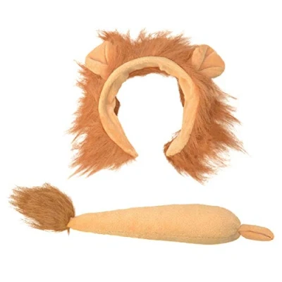 Image de Bristol Novelty DS158 Ensemble d’accessoires pour costume de lion avec oreilles et queue, enfant, orange/marron, taille unique Halloween