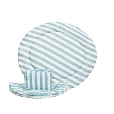 Image de molis&amp;co. Tapis de jeu rond pour bébé. sol portable pliable extra large 100 x cm les tout petits et bébés. Très rembourré. PopCorn Stripes. OEKO TEX 100.