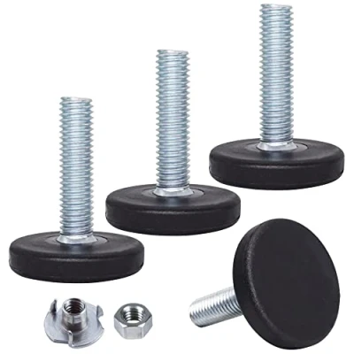 Image de SKIR&#039;CO Lot de 4 pieds nivellement meubles M8 x 30 mm, ronds réglables en métal, tige filetée M8, pied (écrous inclus)
