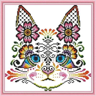 Image de Abillyn Kit de broderie au point croix Motif chat estampillé