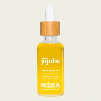 Image de Mira Huile de Jojoba équitable 50ml 100% Pure, Naturelle, Préssée à froid Flacon en verre + pipette bambou multi usages pour Cheveux Visage Corps Natural oil, Vegan