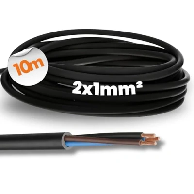 Image de Lapp 1600251 H05RN F 2 x 1 mm² Câble en caoutchouc flexible Résistant aux UV Robuste Sans conducteur de protection Pour appareils manuels et décoration électrique Noir