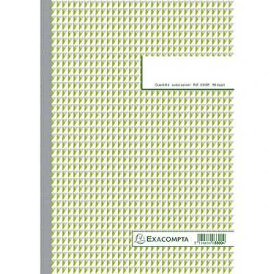 Image de Exacompta Réf. 3300AE 1 Manifold quadrillé 5x5 50 feuillets numérotés et autocopiants en 2 exemplaires (1 original + copie) format A4 certifié FSC fabriqué France