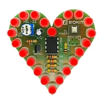 Image de PZMYJB Kit de bricolage en forme cœur Lampe respirante CC 4 V 6 Suite LED Rouge Blanc Bleu Vert Production électronique pour apprendre