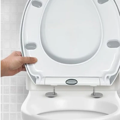 Image de CUQOO Abattant WC ovale à fermeture amortie Siège de toilette dégagement rapide en forme O avec lente charnières