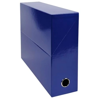 Image de Exacompta Réf. 89922E 1 Boîte transfert Iderama en papier teinté dans la masse Dos 90 mm Œillet métal Pour format A4 Dimensions 25,5 x 34 9 cm Couleur bleu foncé Livrée montée