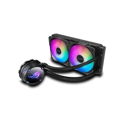 Image de ASUS ROG Strix LC II 240 ARGB, Kit de watercooling All in One mm, Socket Intel LGA 1700/1200/1150/1151/1152/1155/1156/2066 et AMD AM4/TR4, 2 Ventilateur PWM 120 mm ARGB Noir