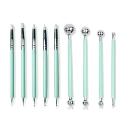 Image de JSUOEO Lot de 9 outils modelage pour poterie Boule à modeler et pointe en caoutchouc souple Outil sculpture Vert