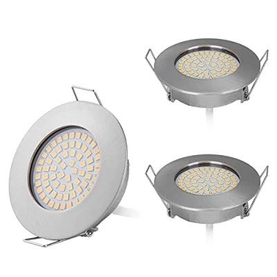 Image de HCFEI 3X 3.5W Spot LED Encastrable Complete 3000K Blanc Chaud Equivaut 45W Ampoule Halogène 230V Plafond Fixe Percage 65mm