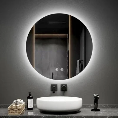 Image de EMKE Miroir de Salle Bain Rond diamètre 70 cm, avec Anti buée+Interrupteur Tactile, LED rétro éclairé, lumière Blanc Froid 6500K Variable